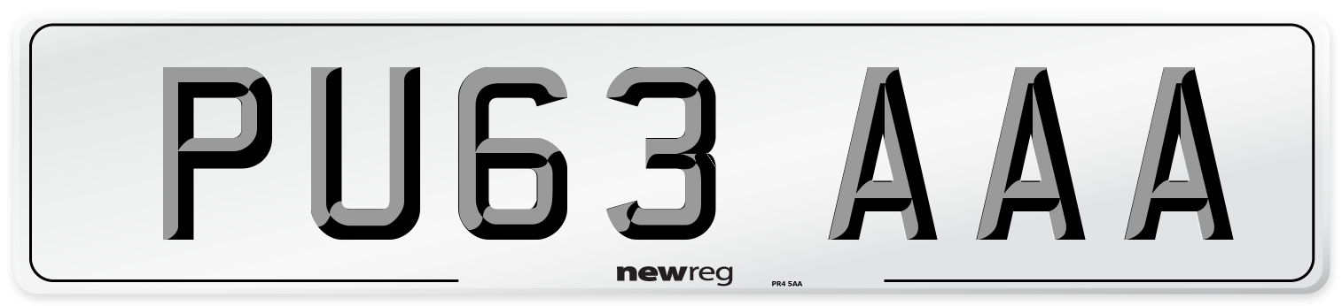 PU63 AAA Number Plate from New Reg